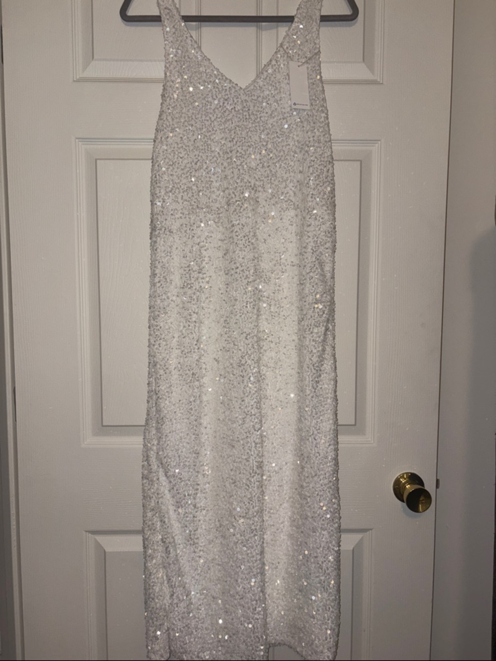 Sparkling White Sequin Midi Dress - Picture 7 of 9